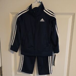 Adidas Dark Blue Tracksuit with White Accents